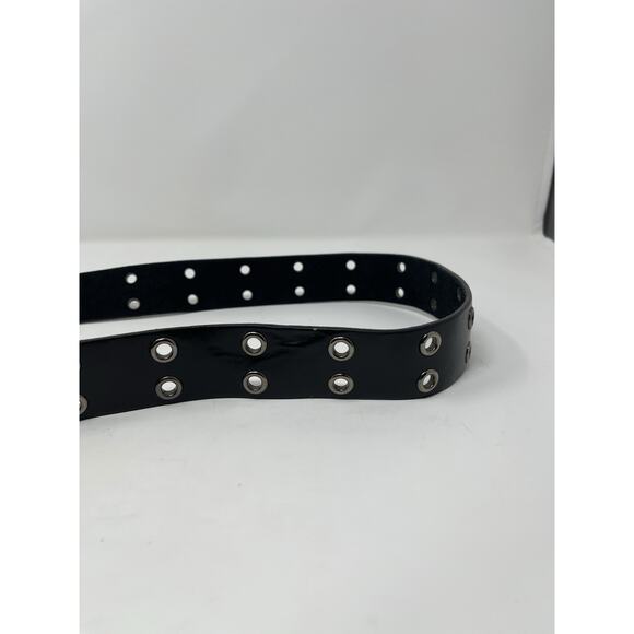 Mudd - Women's Black Leather XL Double Grommet Belt Goth Punk - Picture 9 of 10